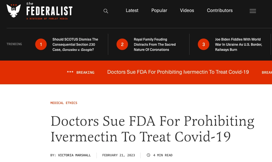 The Case Against The FDA For Their Illegal Anti-Ivermectin